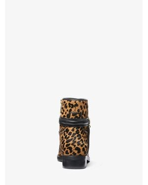 Michael Kors Outlet Mindy Leopard Print Calf Hair Boot - White