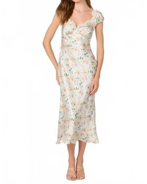 Astr Makaela Puff Sleeve Midi Dress - White