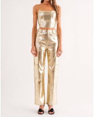SOFIA The Label Leather Corset Top - Natural