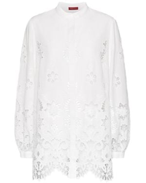 Elena Miro Floral Cut-Out Lace Blouse - White