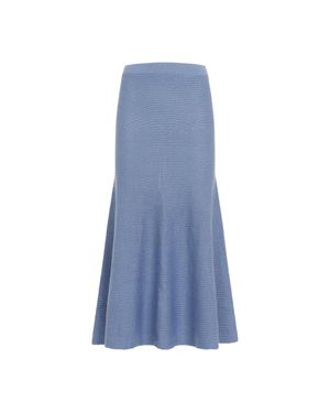 Gabriela Hearst Cashmere Midi Skirt With Flared Hem And Texture - Blue