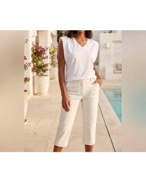 Blank NYC V-Neck Relaxed Vibe Top - Natural
