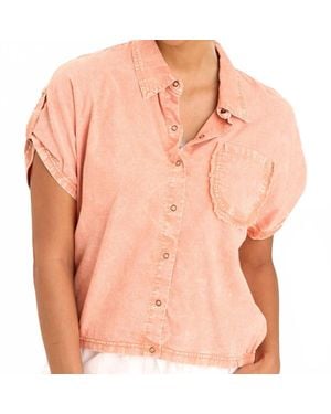 XCVI Abner Dolman Sleeves Linen Top - Orange