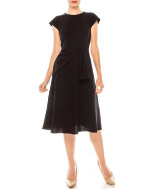 Donna Morgan Cap Sleeve A-Line Midi Dress - Black