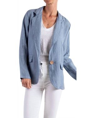 Gigi Moda Sabrina Linen Long Sleeve Blazer - Blue
