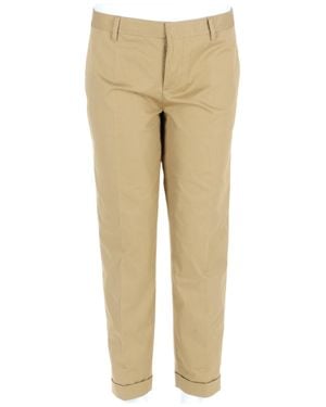 DSquared² Slim-Fit Cropped Cotton Pants With Polished Cuffs - Natural