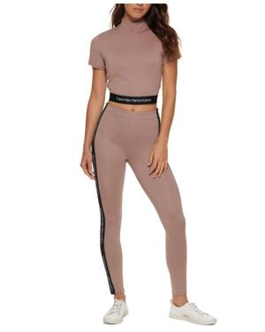 Calvin Klein Performance Minimal Logo Tape High Waisted Leggings - Multicolor