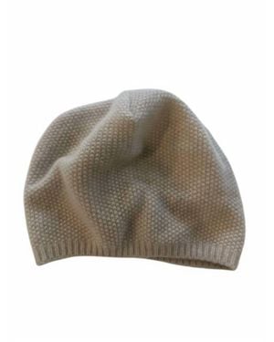 Portolano Cashmere Stitched Slouchy Hat - Brown