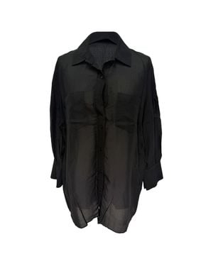Anine Bing Textured Button-Down Shirt - Black