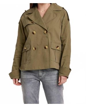 Another Love Vega Double-Breasted Cropped Trench Jacket - Green