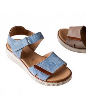 Eric Michael Ariana Flat Sandal - Blue