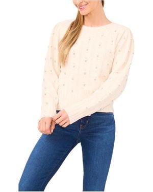 Cece Sweater Buttercream Embellished Long Sleeve Pullover Gbo3647 - Blue