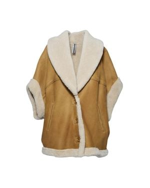 DFOUR® Camel Suede Shearling Jacket With Sheepskin Lining - Brown