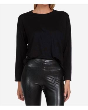 Michael Lauren Jamaal Long Sleeve Boxy Tee Top - Black