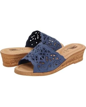 Spring Step Estella Sandal Nubuck Slip On Open Toe Slide Hawk1521 - Blue