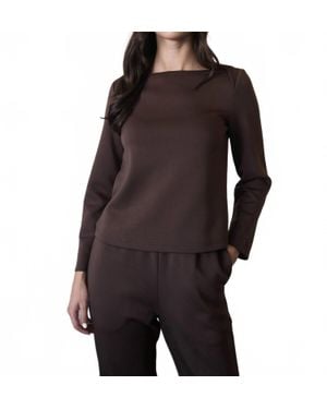 P.Cill Vera Butter Modal Boat Neck Top - Brown