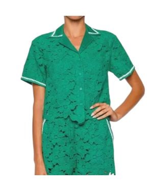Jonathan Simkhai Glenn Lace Camp Shirt - Green