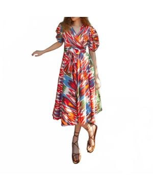 Guadalupe Monica Ikat Dress - Red