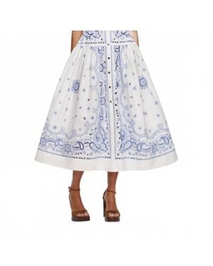 Self-Portrait Embroidered Midi Shirt Dress - Blue