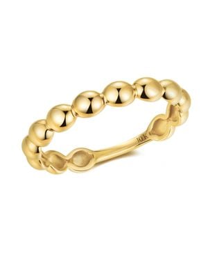 MAX + STONE Solid 10K Dainty Beaded Stackable Ring - Metallic