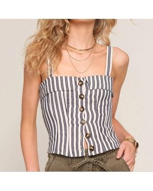 Heartloom Pomme Stripe Button Front Top - Black