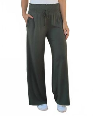Grace and Lace Smocked Wide Leg Pant - Gray