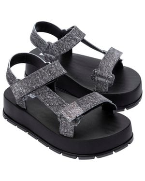 Melissa Flowing Denim Platform Shoe - Black
