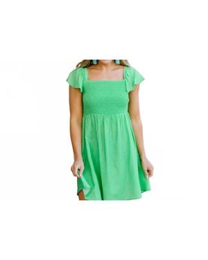 Michelle Mcdowell Blair Smocked Mini Dress - Green