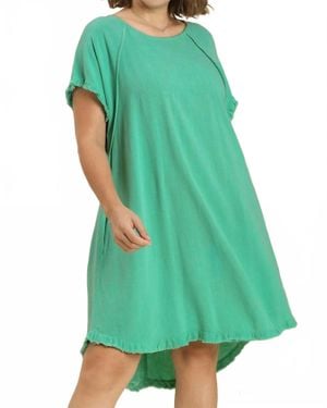 Umgee Linen Fringe Dress - Green
