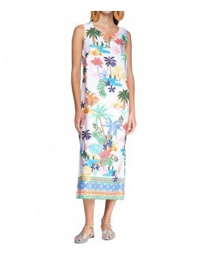 Vilagallo Palm Tree Midi Dress - Blue