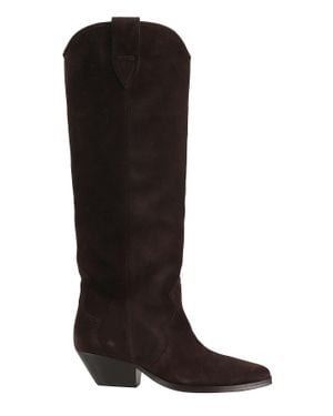 Isabel Marant Chocolate Denvee Gz Pointed-Toe Cuban Heel Suede Boots - Black
