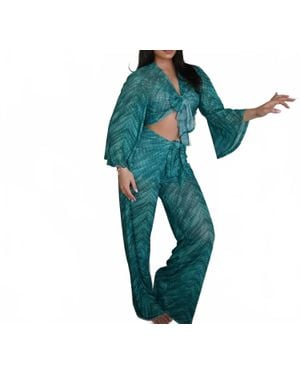 Elan Emerald Serpent Sheer Beach Pants - Green