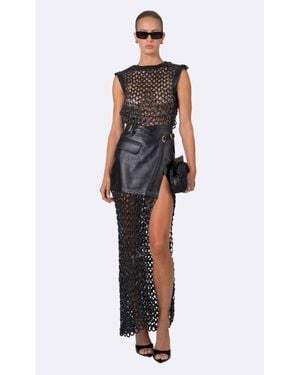 NonChalant Label Torin Sleeveless Open Knit Top - Black