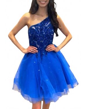 Mori Lee One Shoulder Dress - Blue