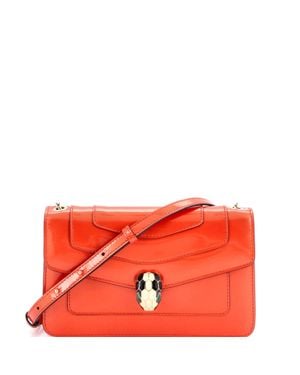 BVLGARI Serpenti Forever Shoulder Bag Metallic Leather - Red
