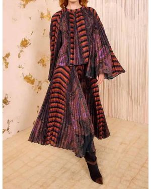 Ulla Johnson Ella Pleated Bell Long Sleeve Blouse - Brown