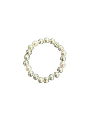 BARA BOHEME Noa Beaded Stretchy Ring - Metallic
