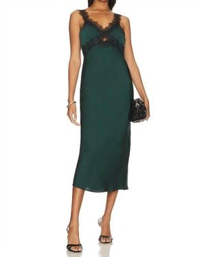 MINKPINK Erin Lace Trim Midi Dress - Green