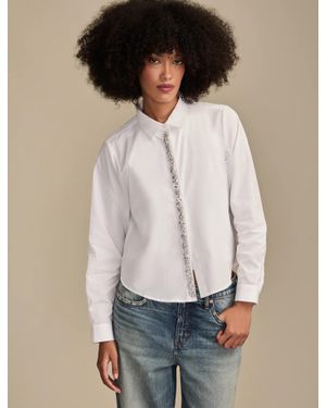 Lucky Brand Bejeweled Button Up Shirt - White
