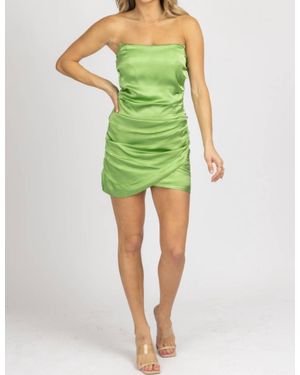 emory park Satin Strapless Ruched Mini Dress - Green