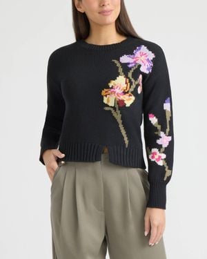 Ellen Tracy Jacquard Sweater - Black