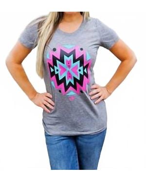 Ali Dee Wholesale Painted Aztec Tee - Blue