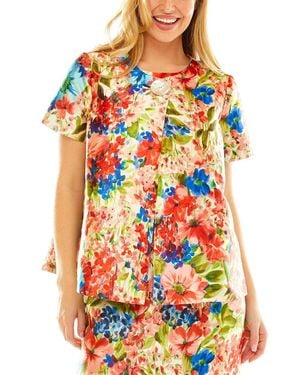 Sara Campbell Print Trapeze Jacket - Red
