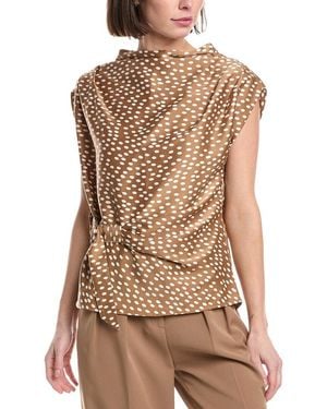 Kenneth Cole Belted Drape Neck Top - Brown