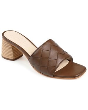 Journee Collection Kellee Sandals Square Toe Block Heel Zap2276 - Brown