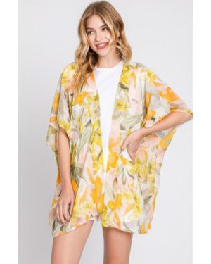 TRUEDAMES Floral Print Cover-Up - Yellow