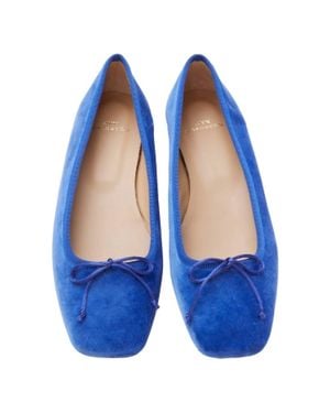 ANN MASHBURN Square Toe Ballet Flat Shoe - Blue