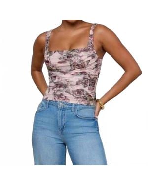 L'Agence Rasha Shirred Mesh Tank - Blue