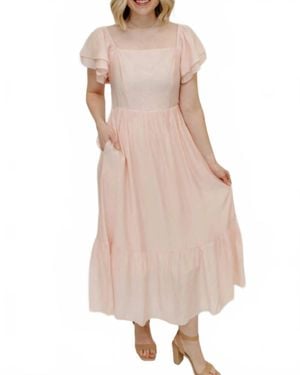 Listicle Estee Ruffled Short Sleeve Maxi Dress - Natural