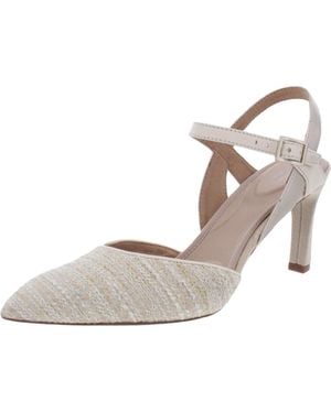 Rockport Total Motion Sheehan 2 Piece Tweed Ankle Strap Pointed Toe Heels - White